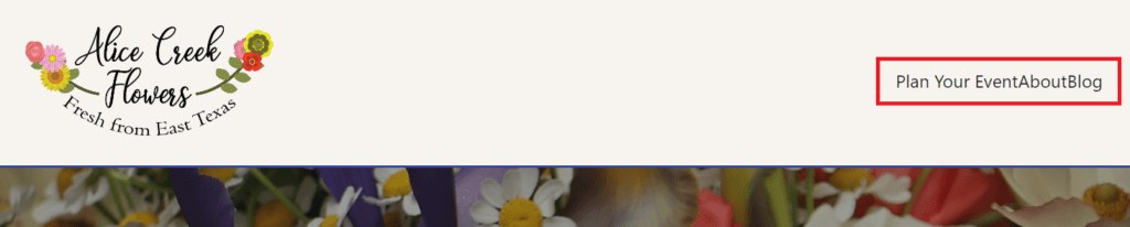 Screenshot of a site navigation with no spacing.