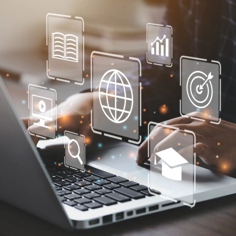 Visualization of a person mastering core website skills.