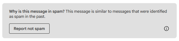 Error message from an email saying that it looks similar to other spam messages.